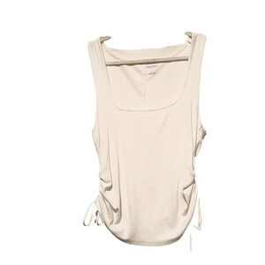 NWOT Pilcro white tank tee with side Ruching Size Large